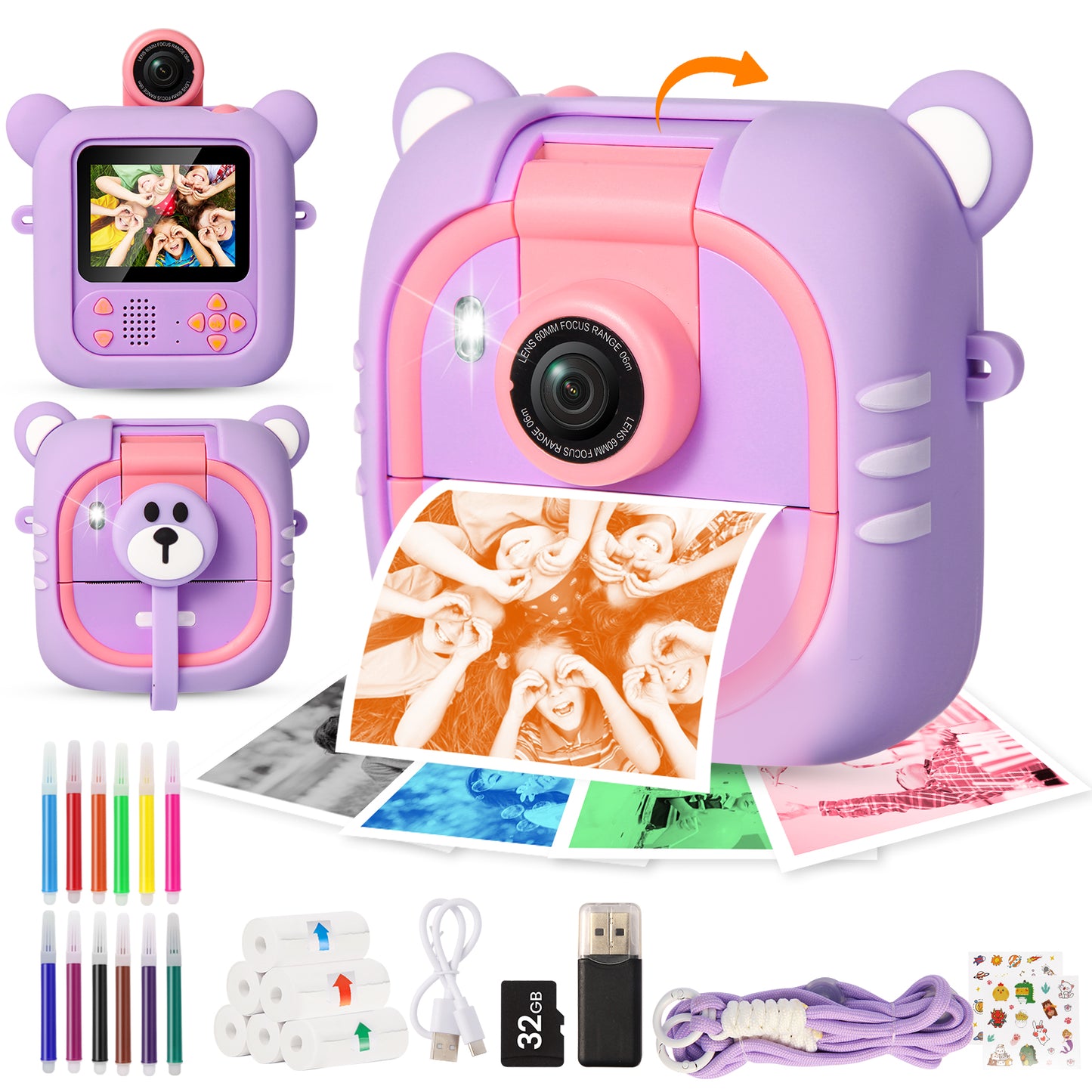 M2-B Purple Kids Camera Instant Print