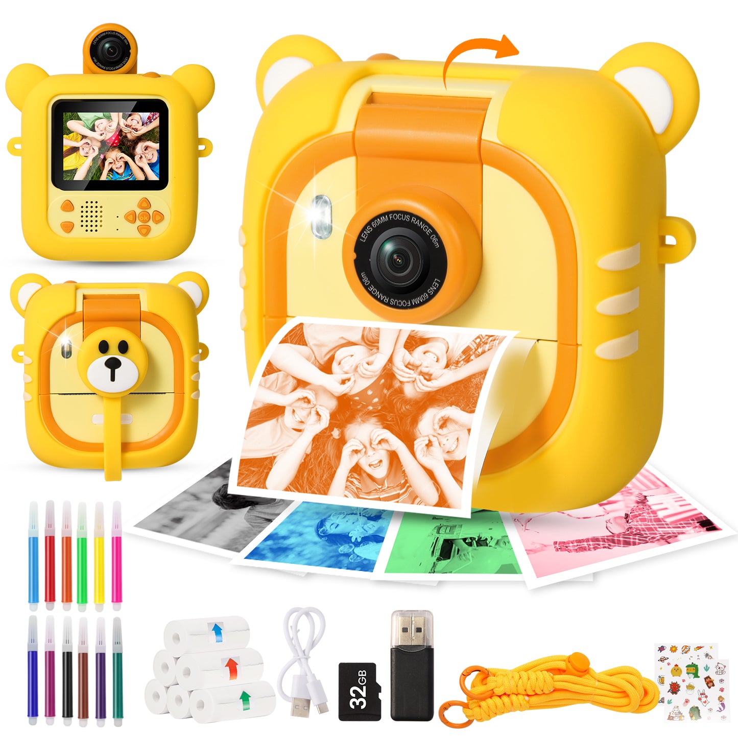 M2-C Yellow Kids Camera Instant Print