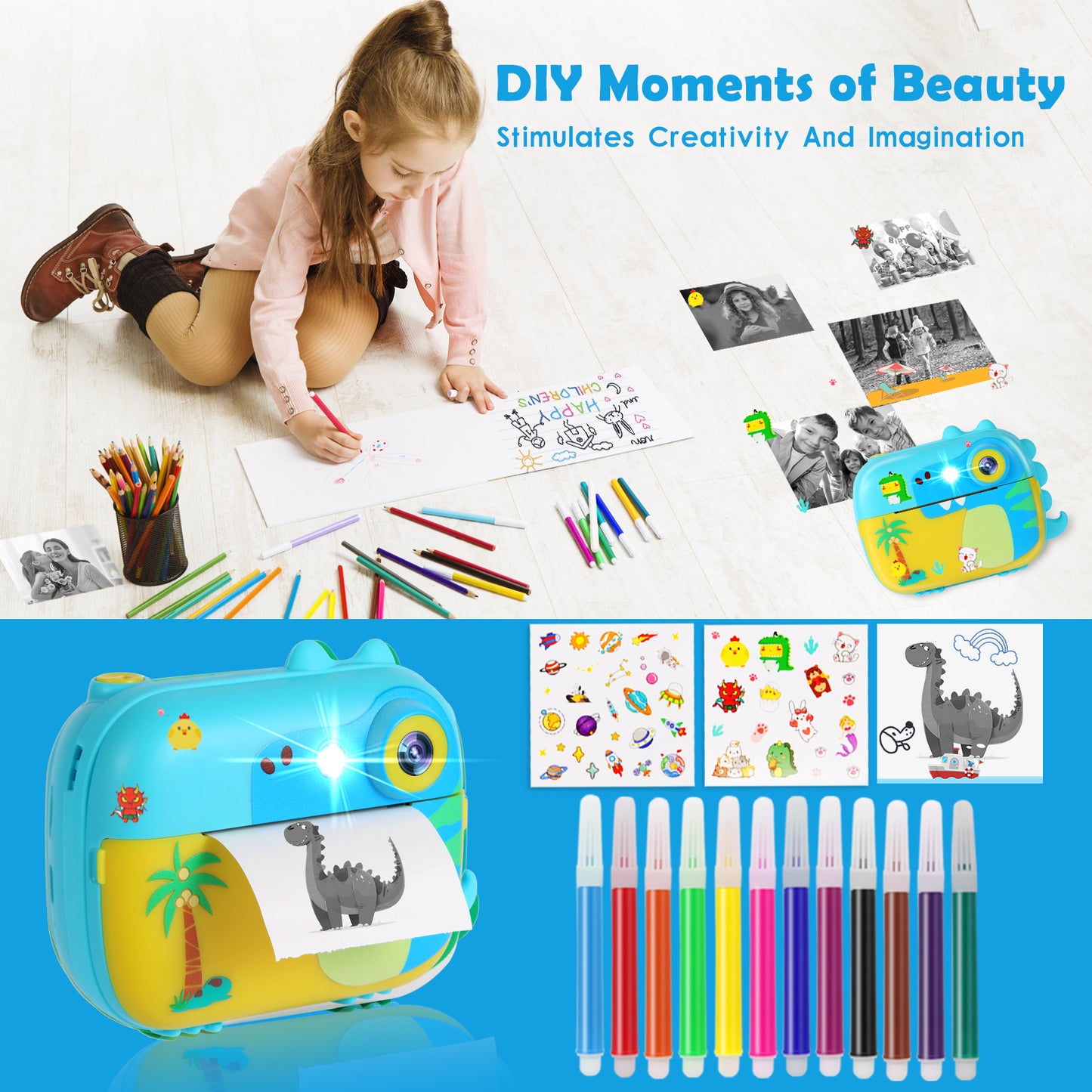 M3-A Blue Kids Camera Instant Print