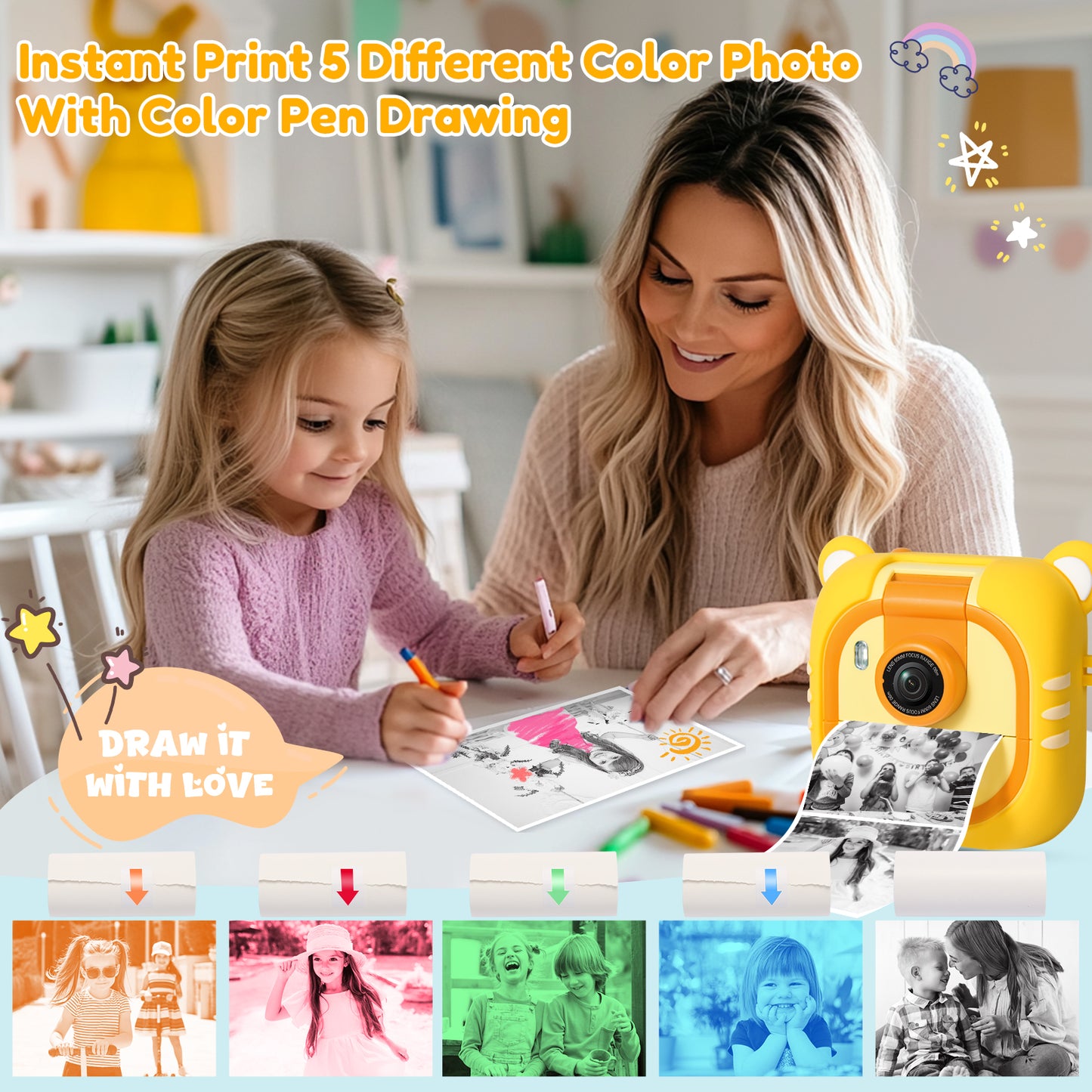 M2-C Yellow Kids Camera Instant Print