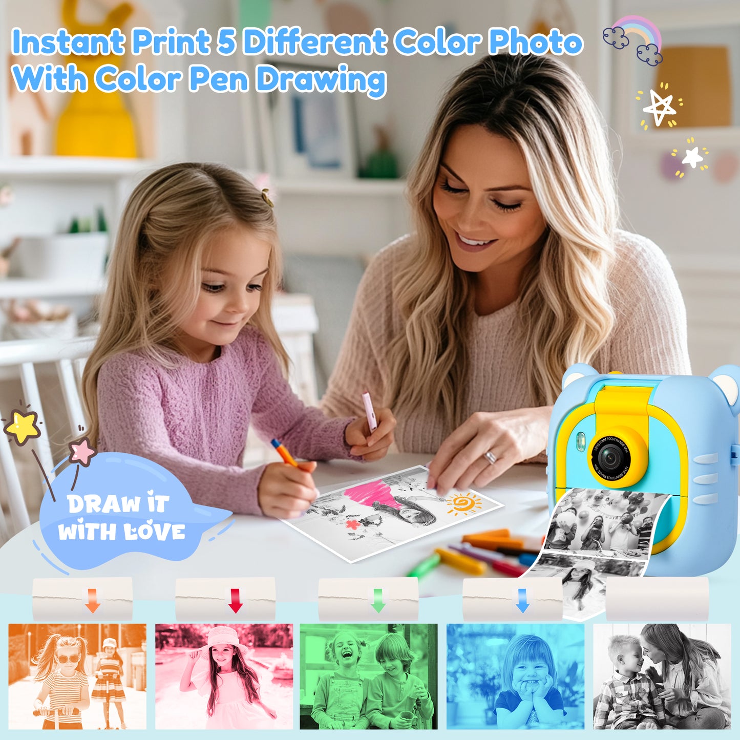 M2-A Blue Kids Camera Instant Print