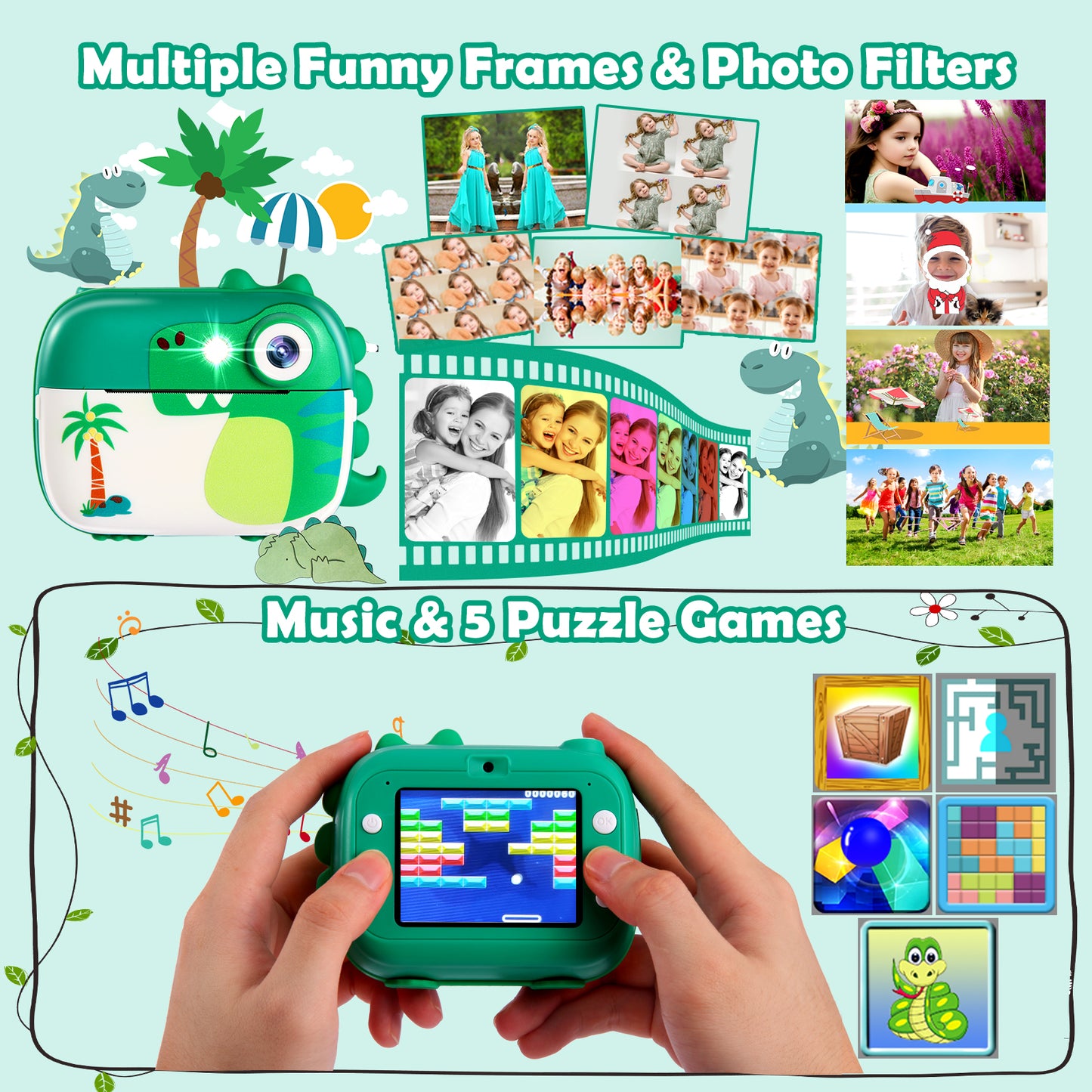 M3-D Green Kids Camera Instant Print