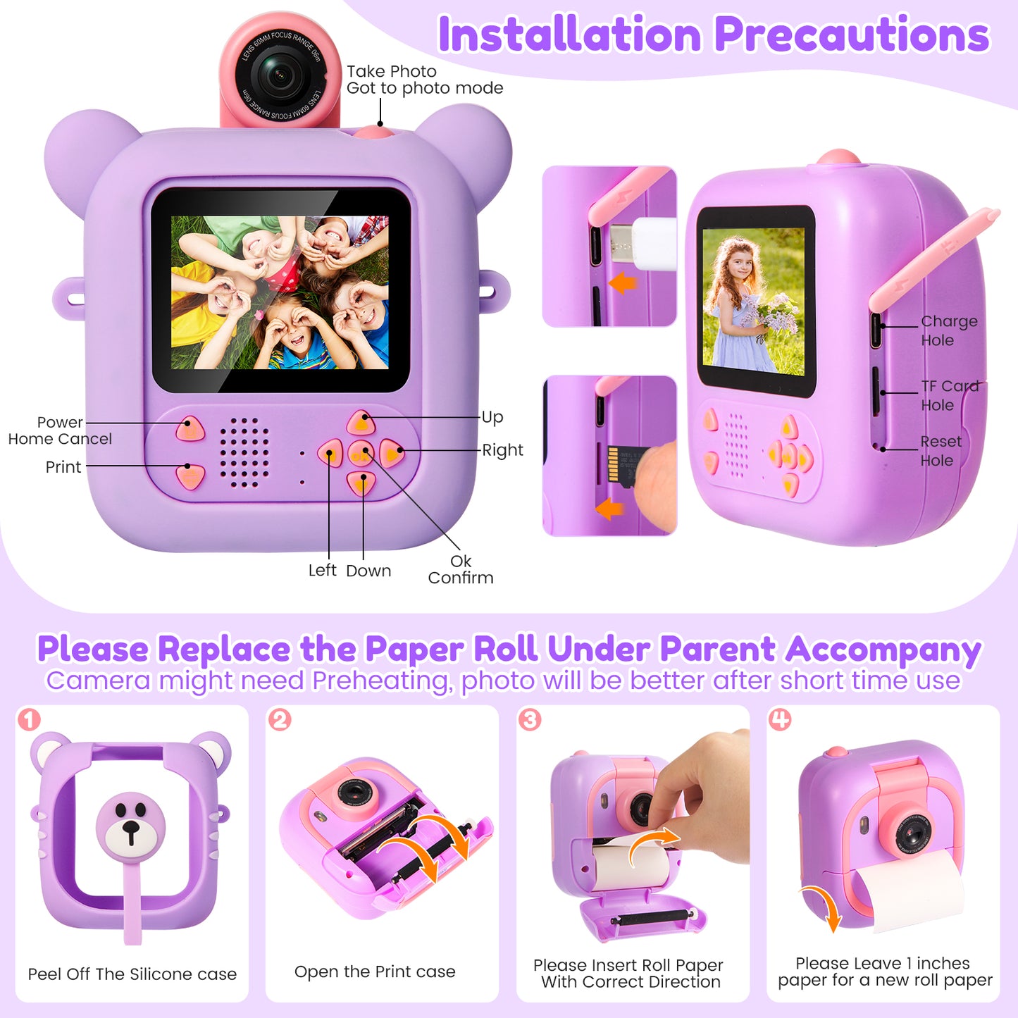 M2-B Purple Kids Camera Instant Print