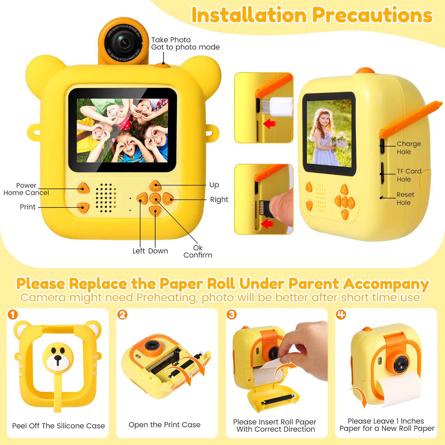 M2-C Yellow Kids Camera Instant Print