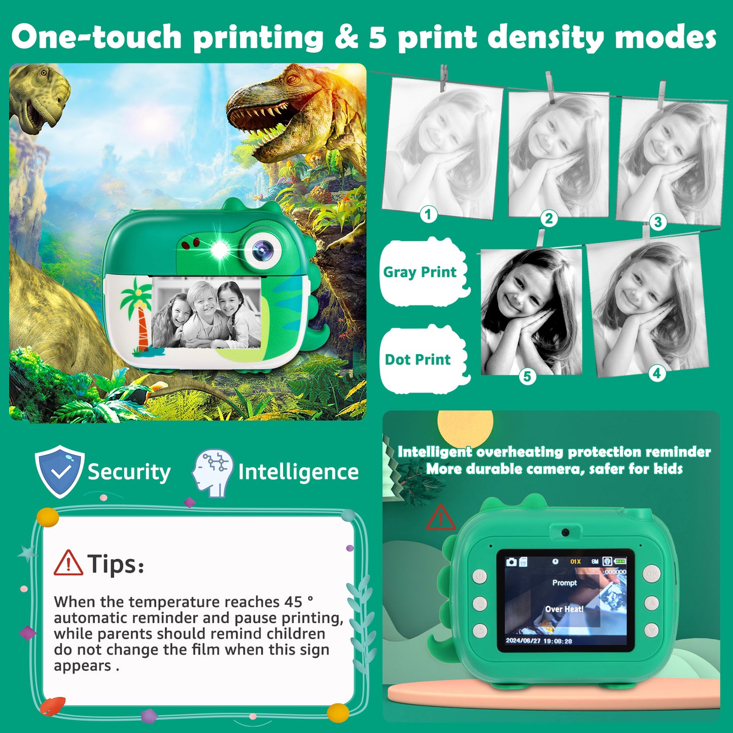 M3-D Green Kids Camera Instant Print
