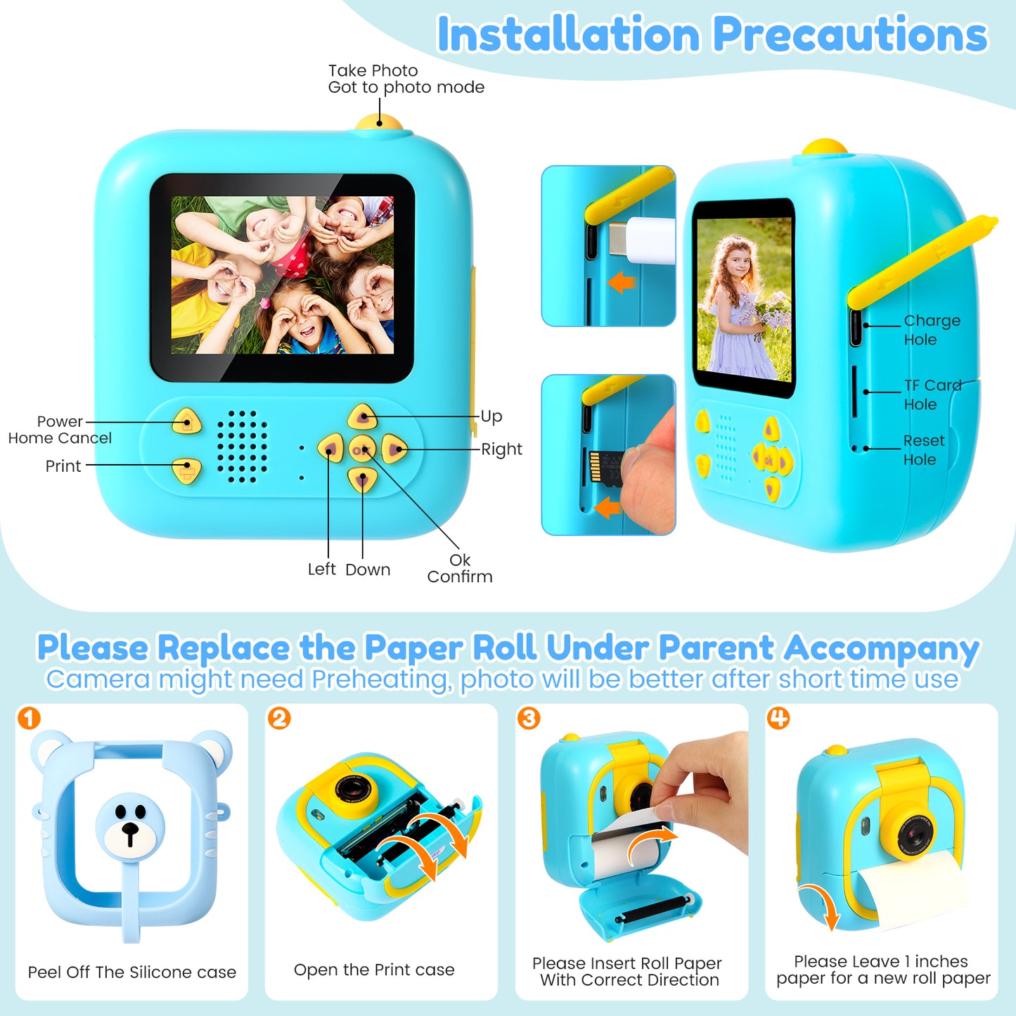 M2-A Blue Kids Camera Instant Print