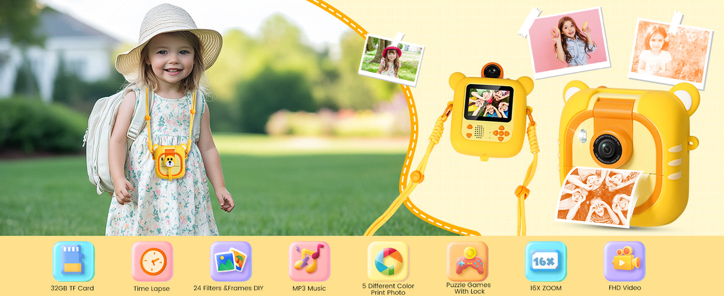 M2-C Yellow Kids Camera Instant Print