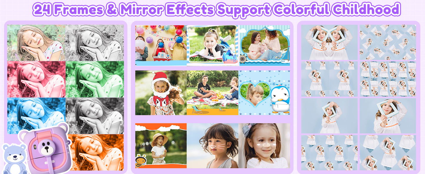 M2-B Purple Kids Camera Instant Print