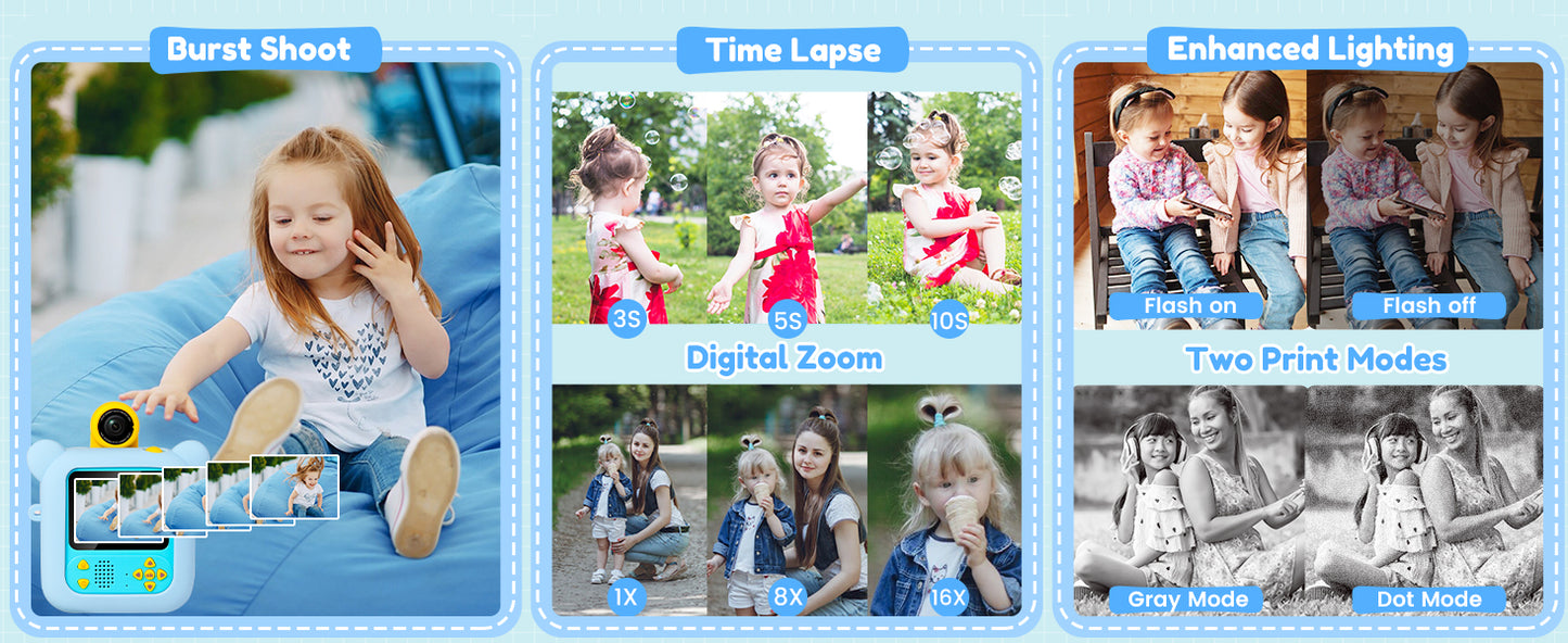 M2-A Blue Kids Camera Instant Print