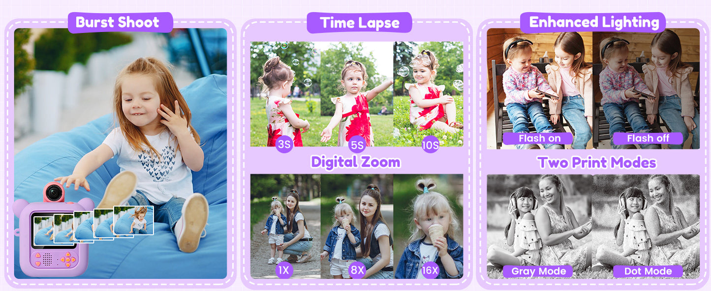 M2-B Purple Kids Camera Instant Print