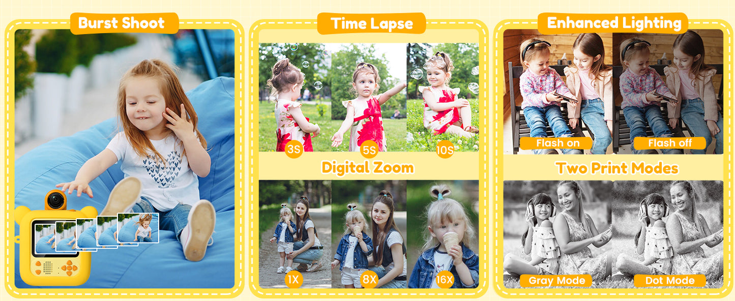 M2-C Yellow Kids Camera Instant Print