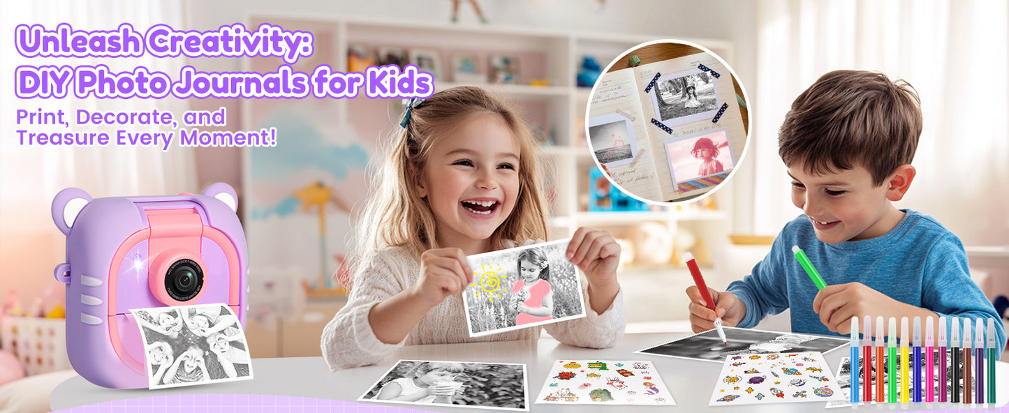 M2-B Purple Kids Camera Instant Print