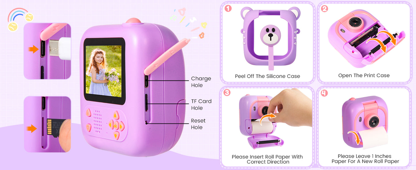 M2-B Purple Kids Camera Instant Print