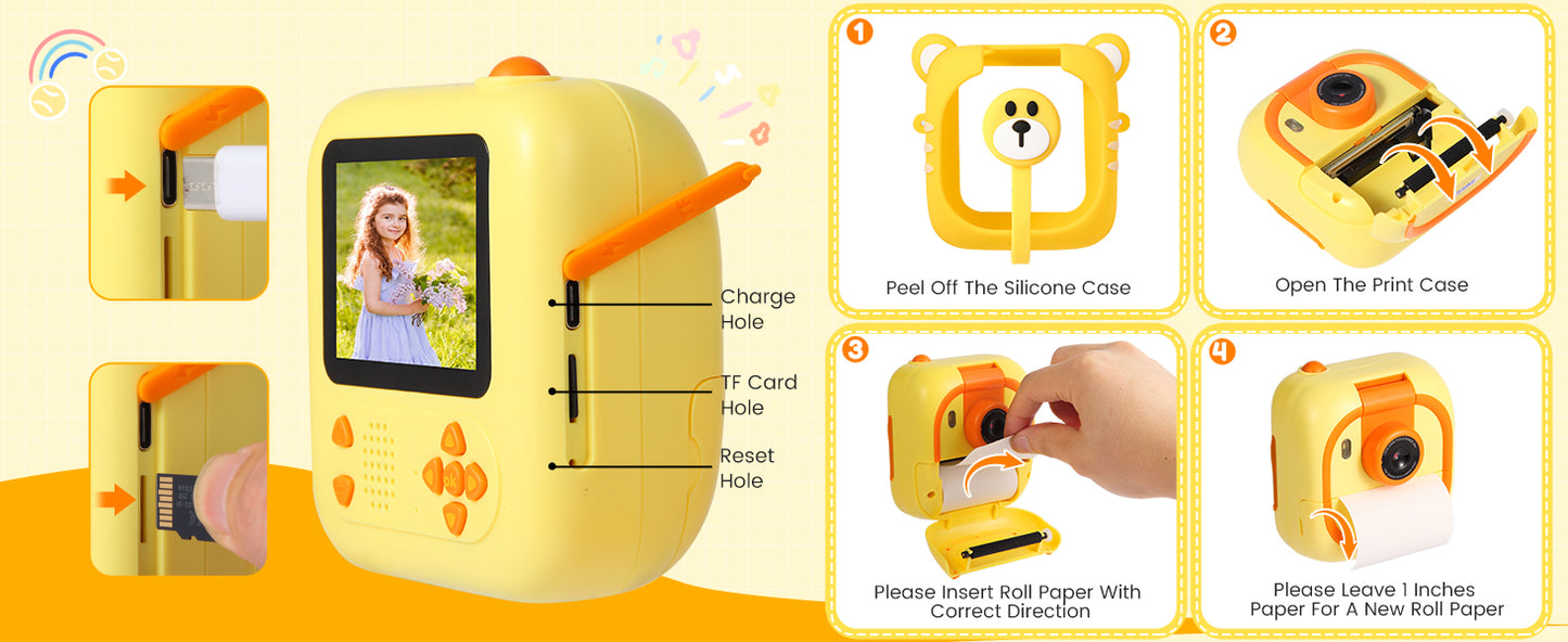 M2-C Yellow Kids Camera Instant Print