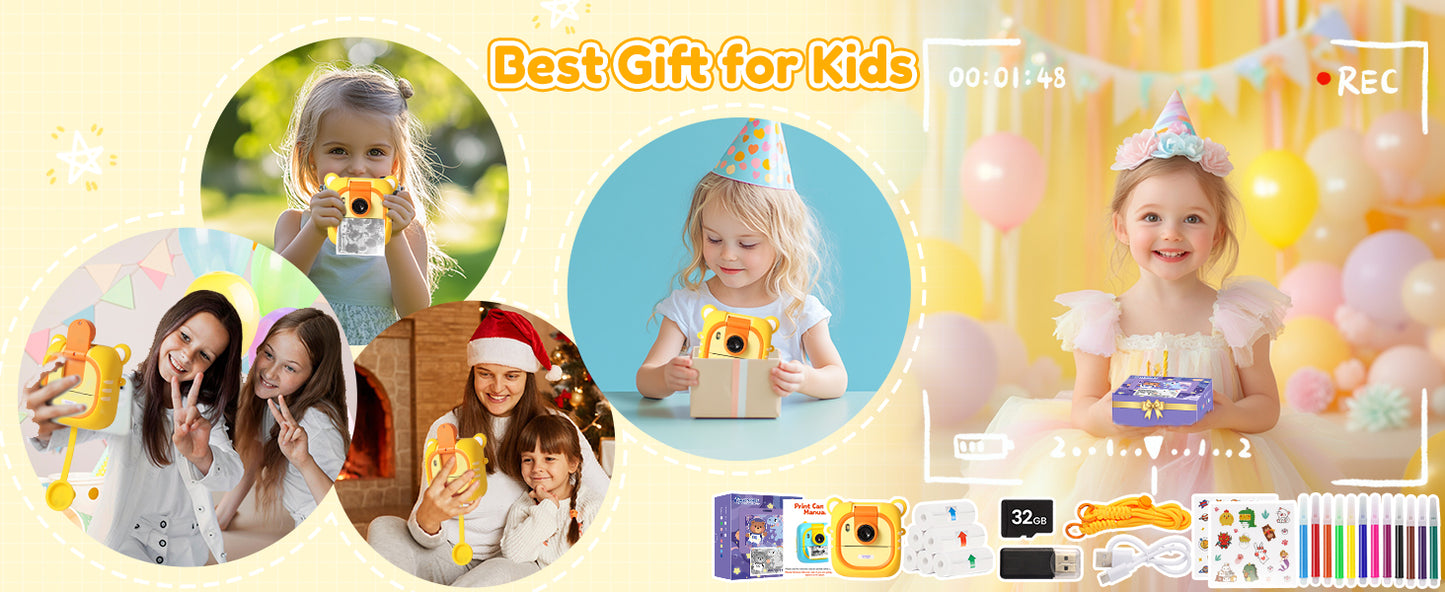 M2-C Yellow Kids Camera Instant Print