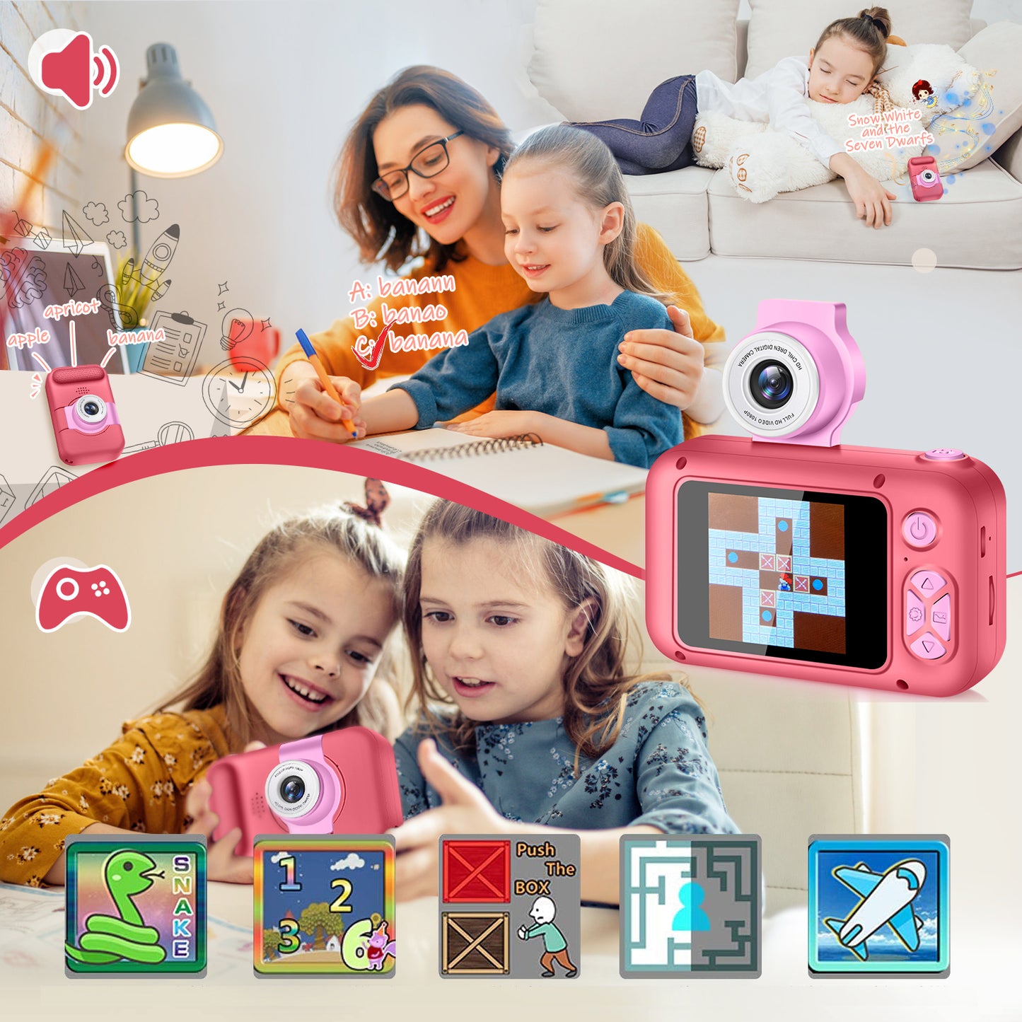 X101-E Rose Red Kids Camera