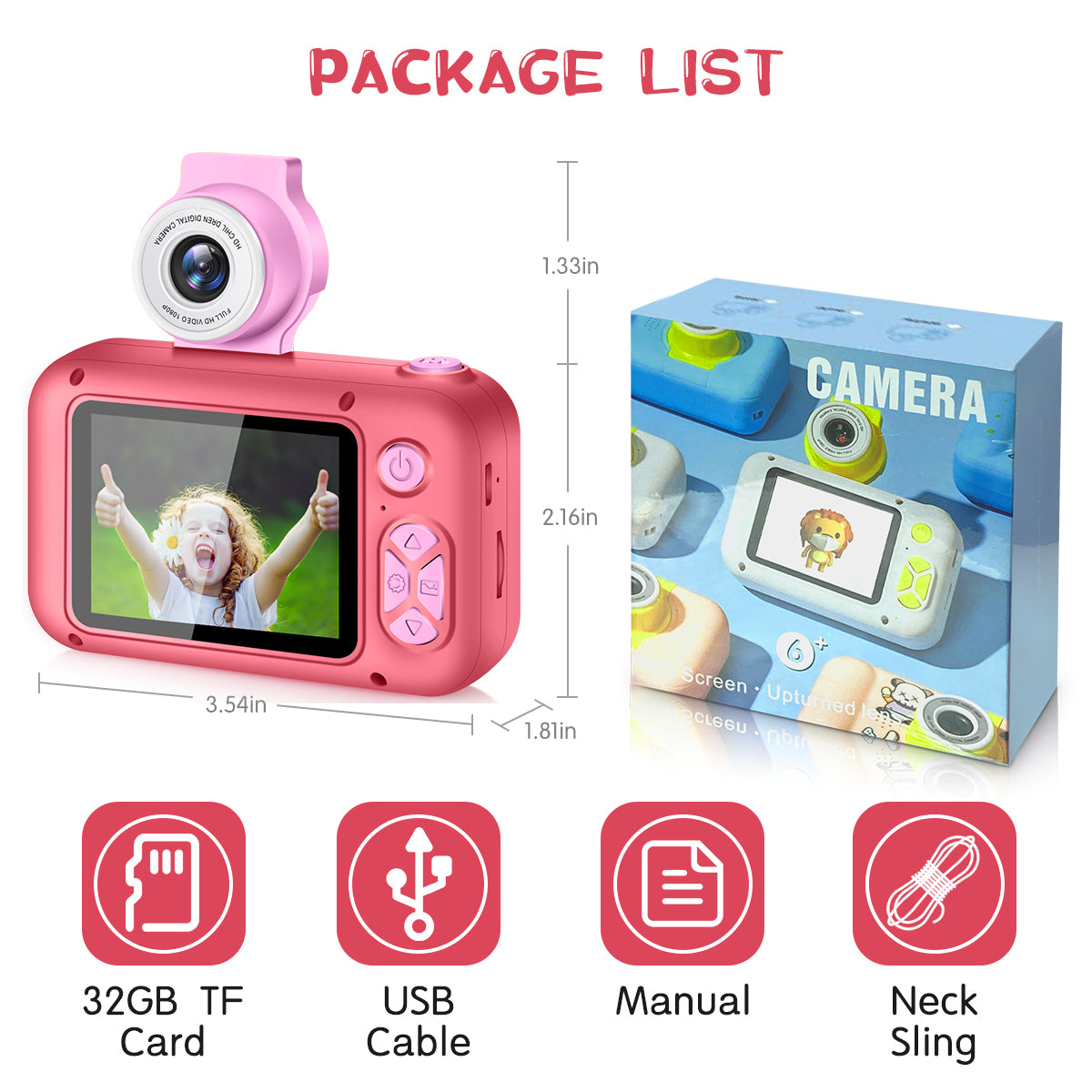 X101-E Rose Red Kids Camera