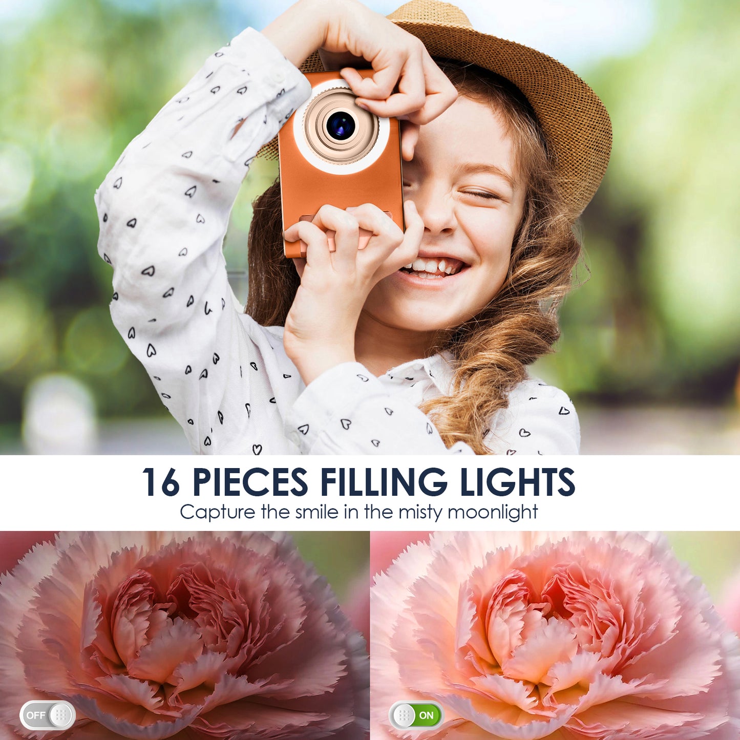 Y2-E Orange Digial Camera with LED Filling Light