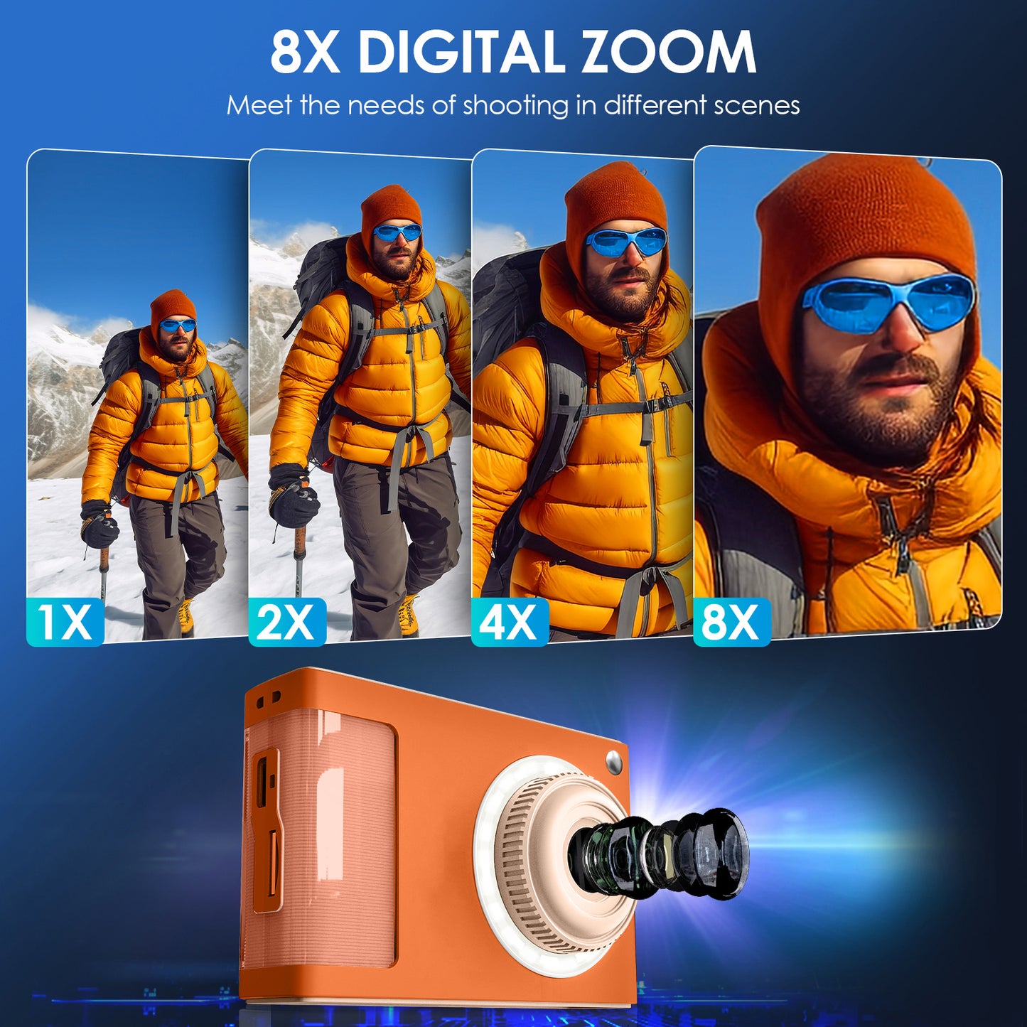 Y2-E Orange Digial Camera with LED Filling Light