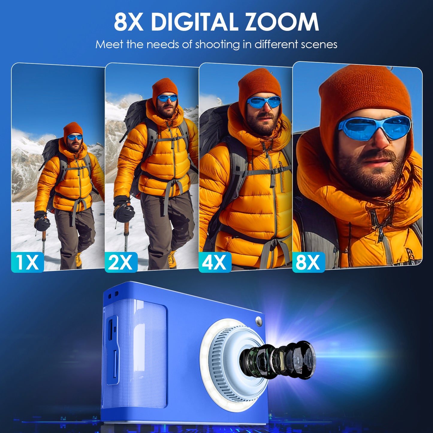 Y2-G Sapphire Blue Digial Camera with LED Filling Light