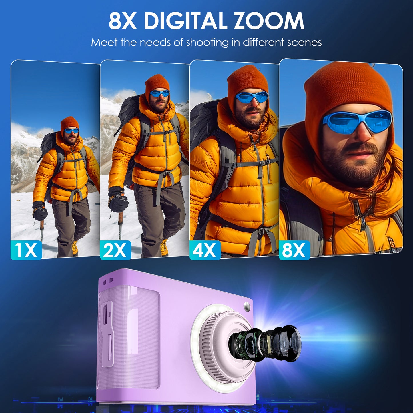 Y2-F Purple Digial Camera with LED Filling Light