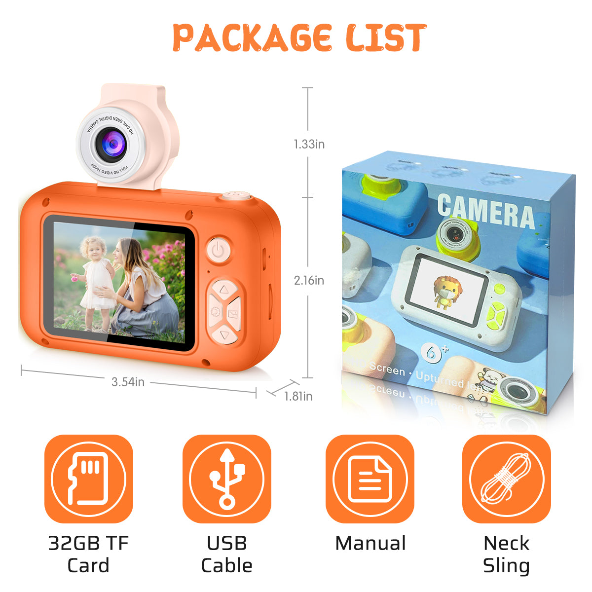 X101-G Orange Kids Camera
