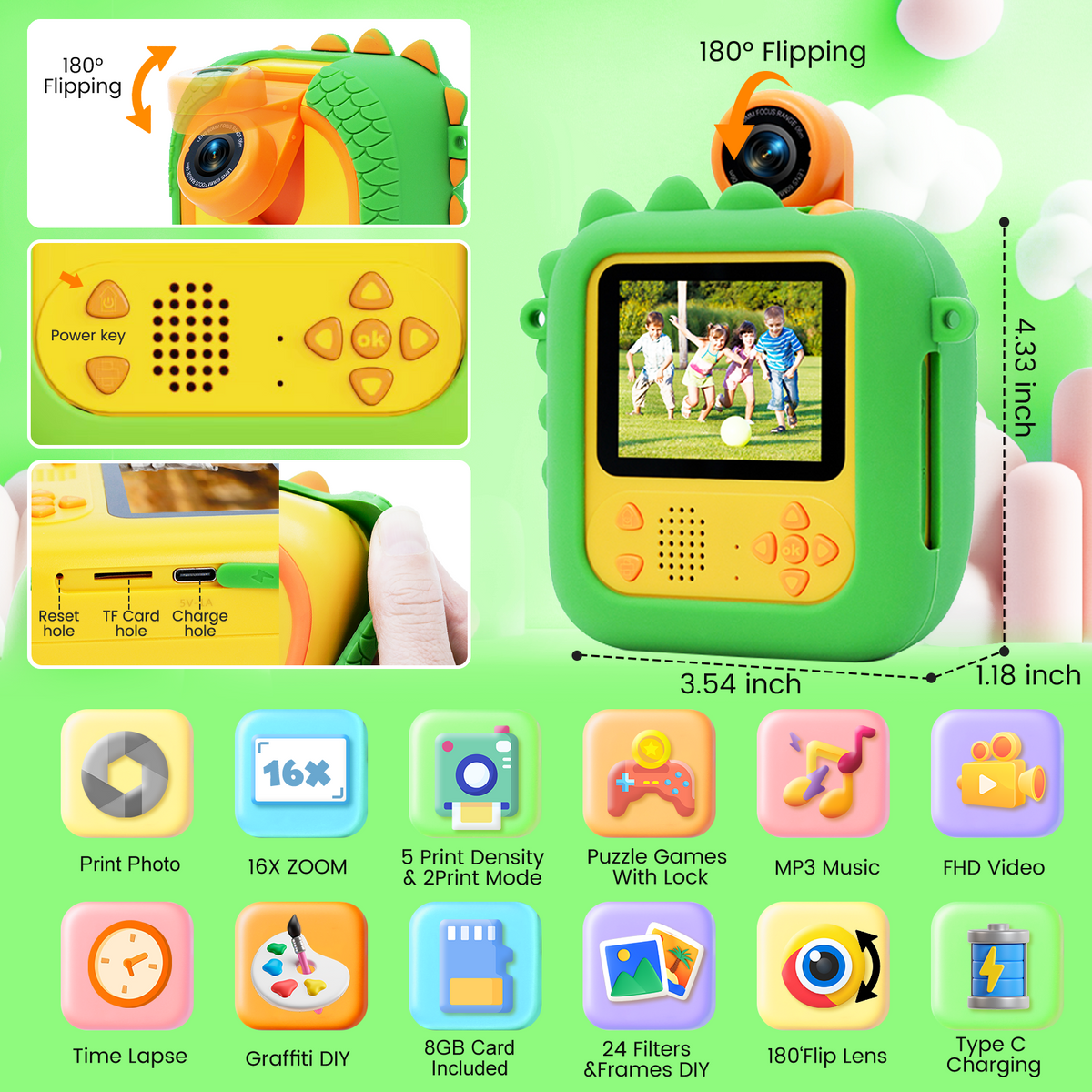 M2-GNKL kids camera instant print