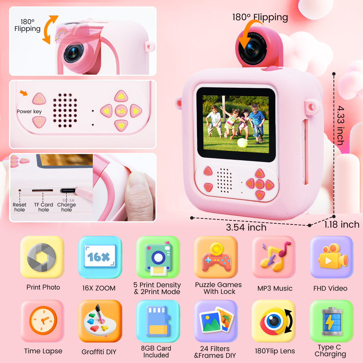 M2-PKUN kids camera instant print