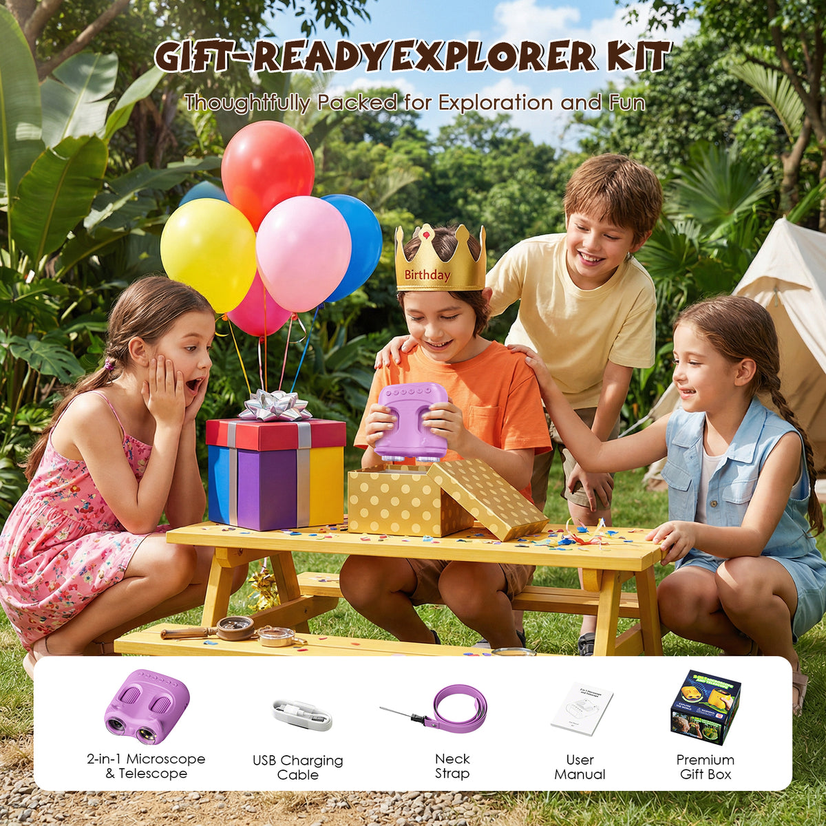387-PE 2-in-1 Kids 1000x Microscope & Telescope