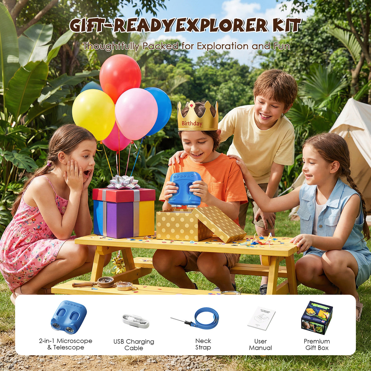 387-BL 2-in-1 Kids 1000x Microscope & Telescope