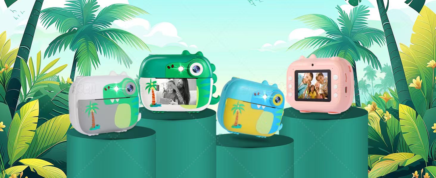 M3 - Kids Camera Instant Print with 7 Rolls B&W Instant Papers