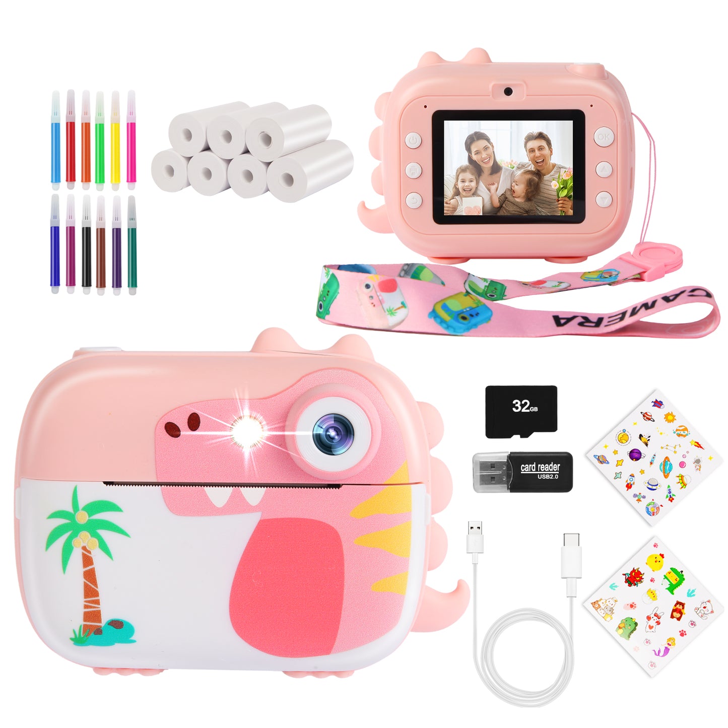 M3-C Pink Kids Camera Instant Print