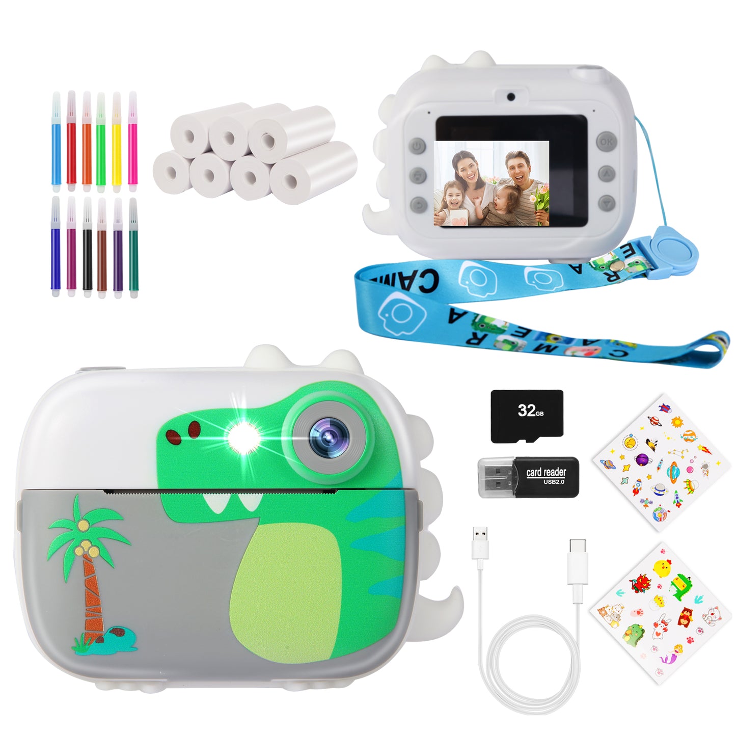 M3-B White Kids Camera Instant Print