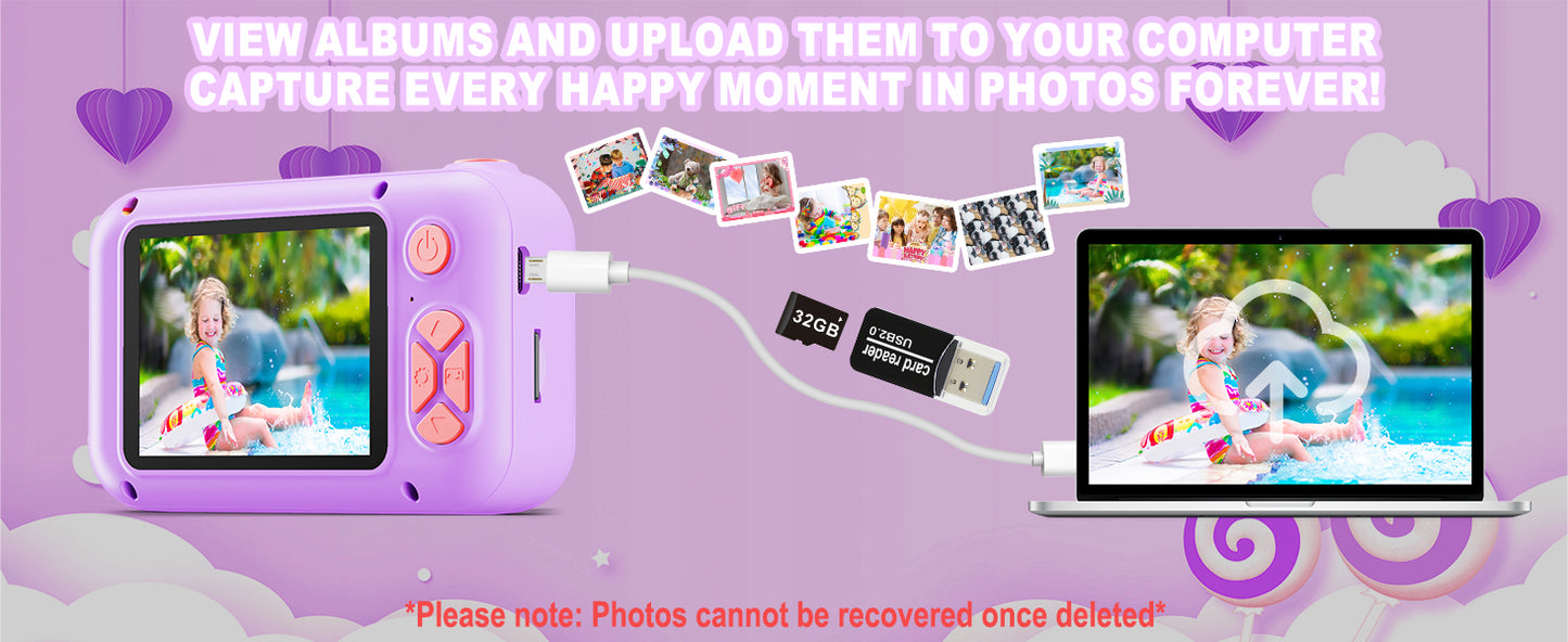 X101XCH-H Purple Unicorn Kids Camera