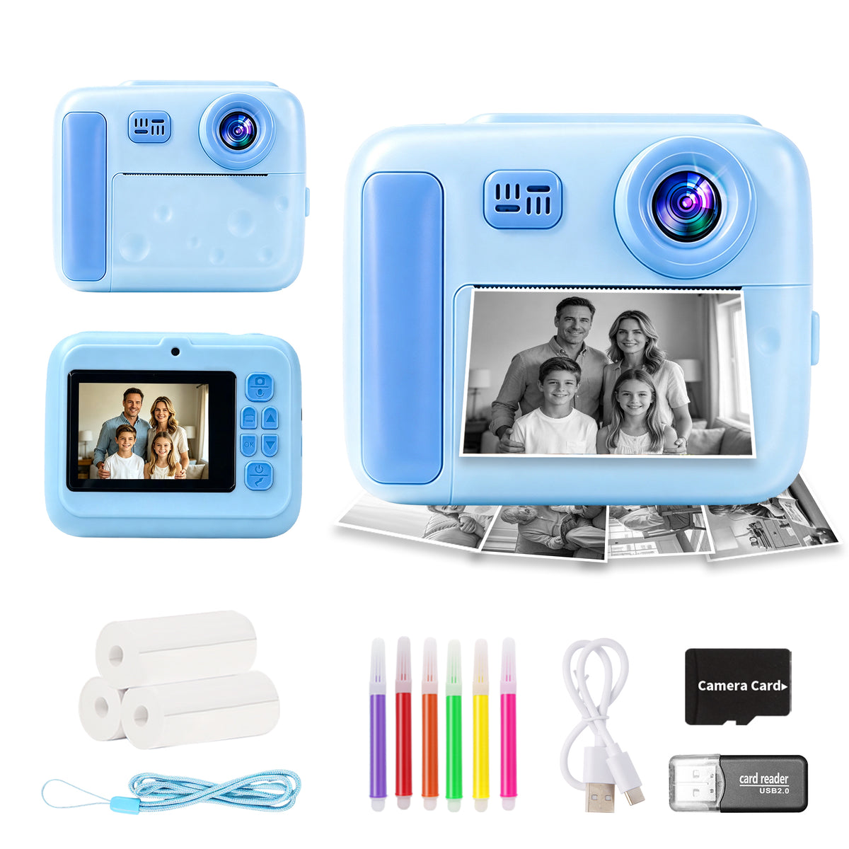 D3-BL Kids Camera Instant Print