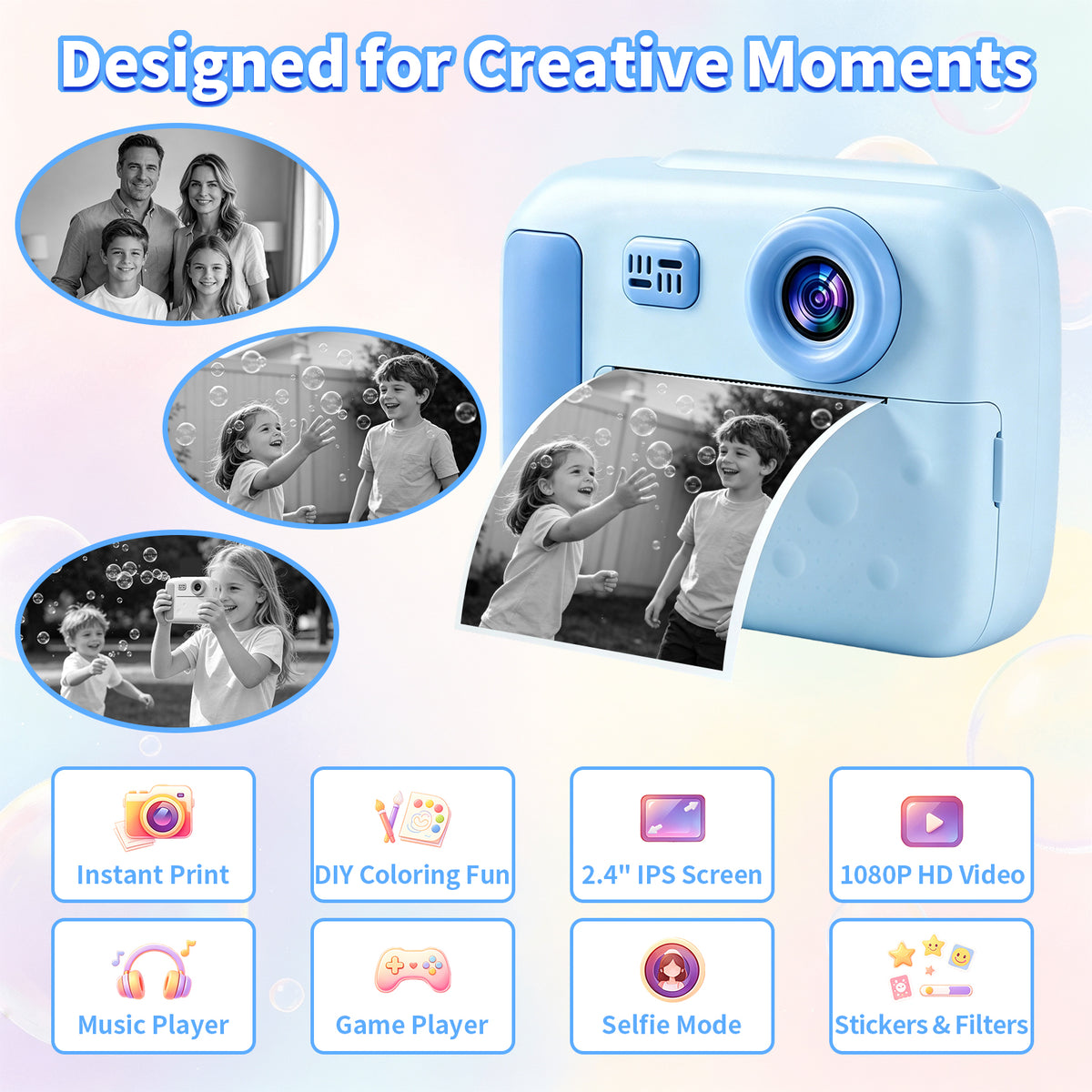 D3-BL Kids Camera Instant Print