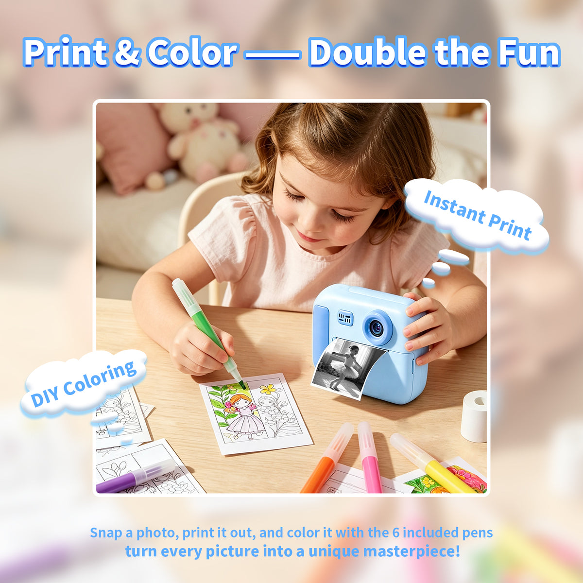 D3-BL Kids Camera Instant Print