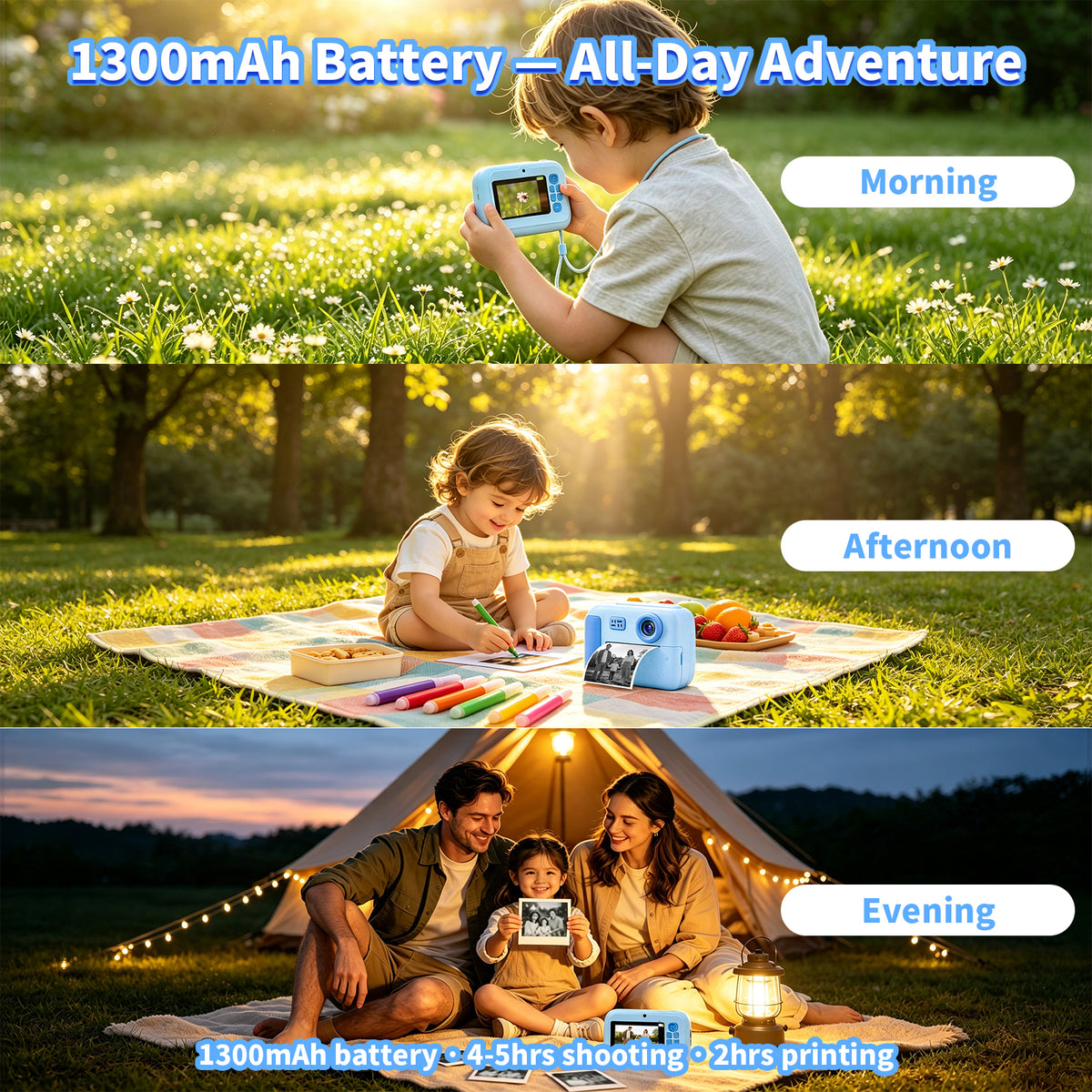 D3-BL Kids Camera Instant Print