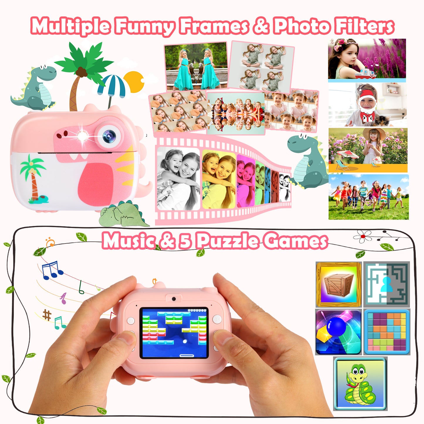 M3-C Pink Kids Camera Instant Print