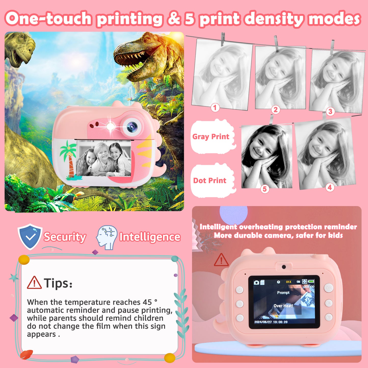 M3-C Pink Kids Camera Instant Print