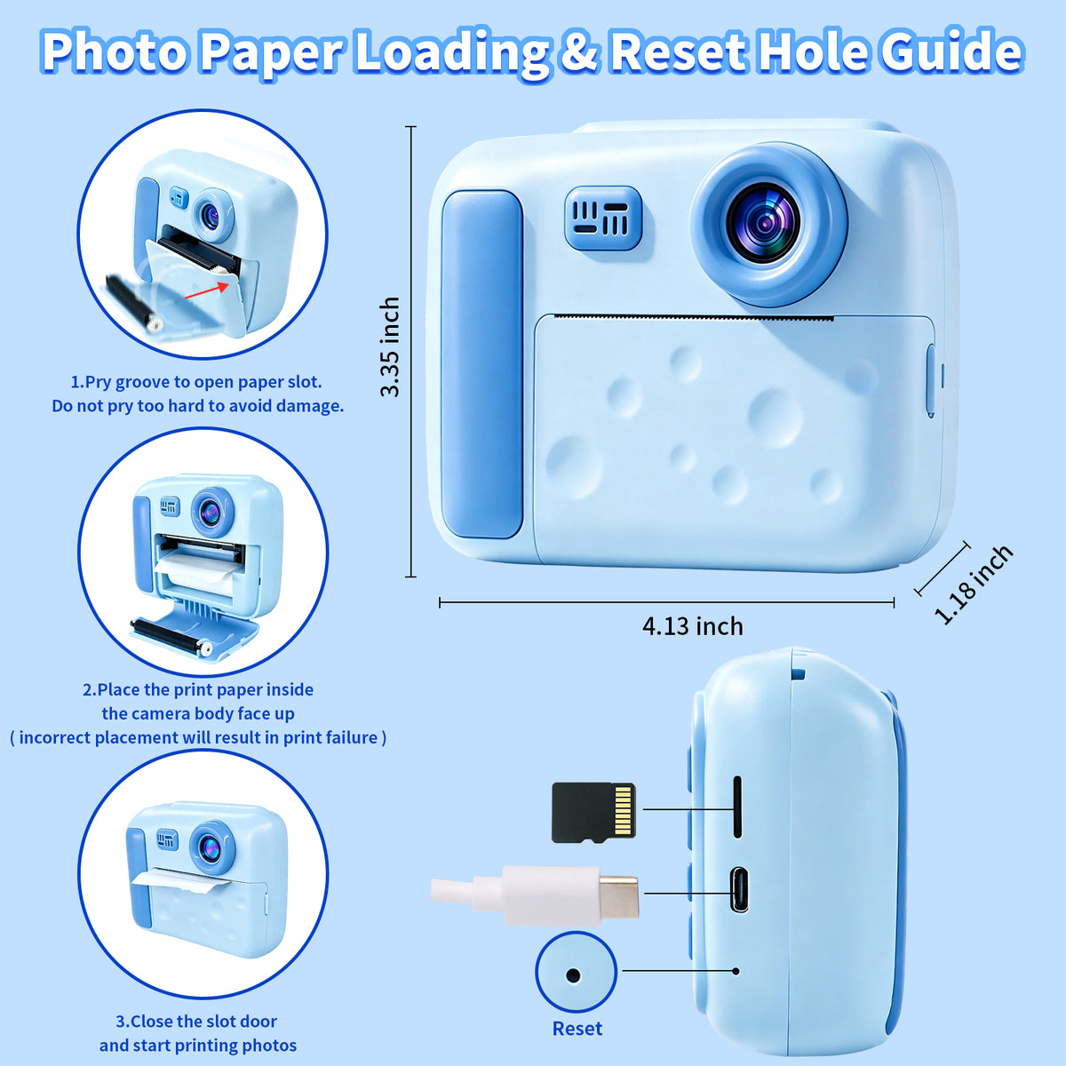 D3-BL Kids Camera Instant Print