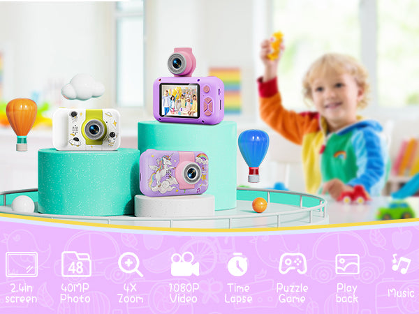 X101XCH-H Purple Unicorn Kids Camera