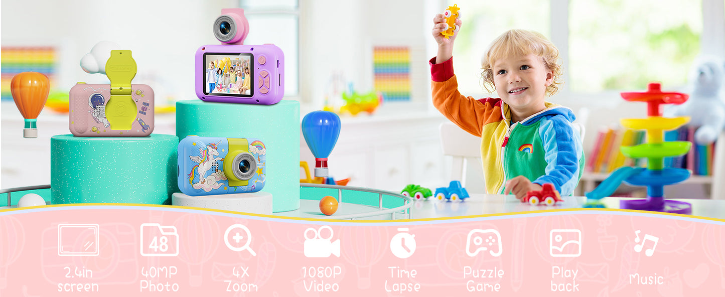 X101XCH-D Pink Astronaut Kids Camera