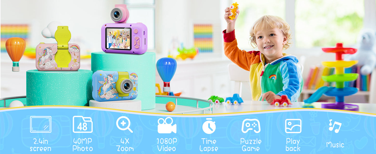 X101XCH-F Blue Unicorn Kids Camera