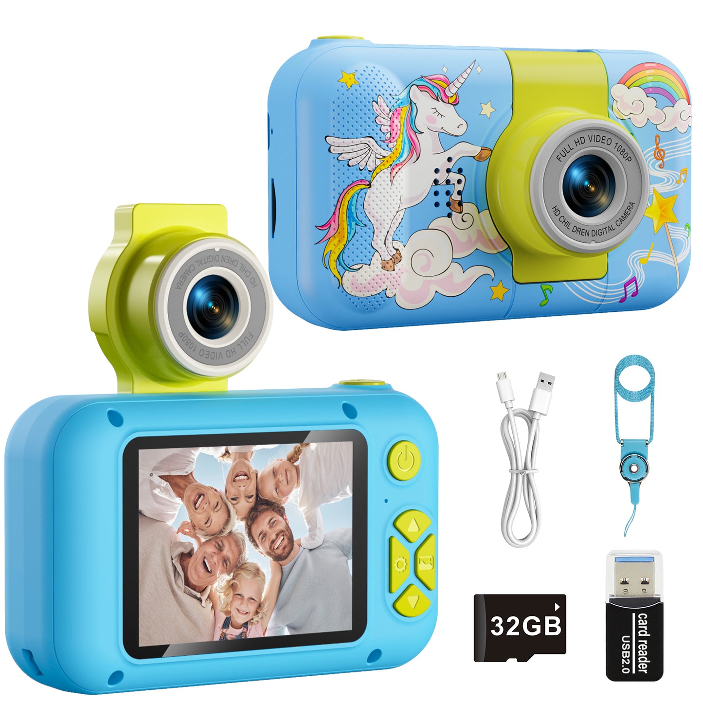 X101XCH-F Blue Unicorn Kids Camera