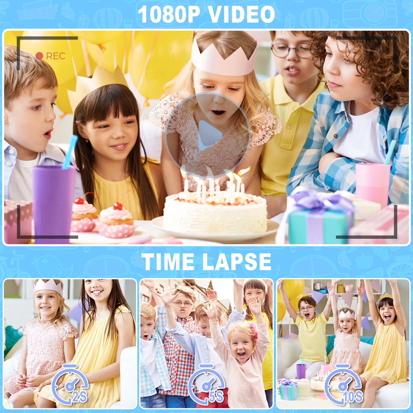 X101XCH-F Blue Unicorn Kids Camera