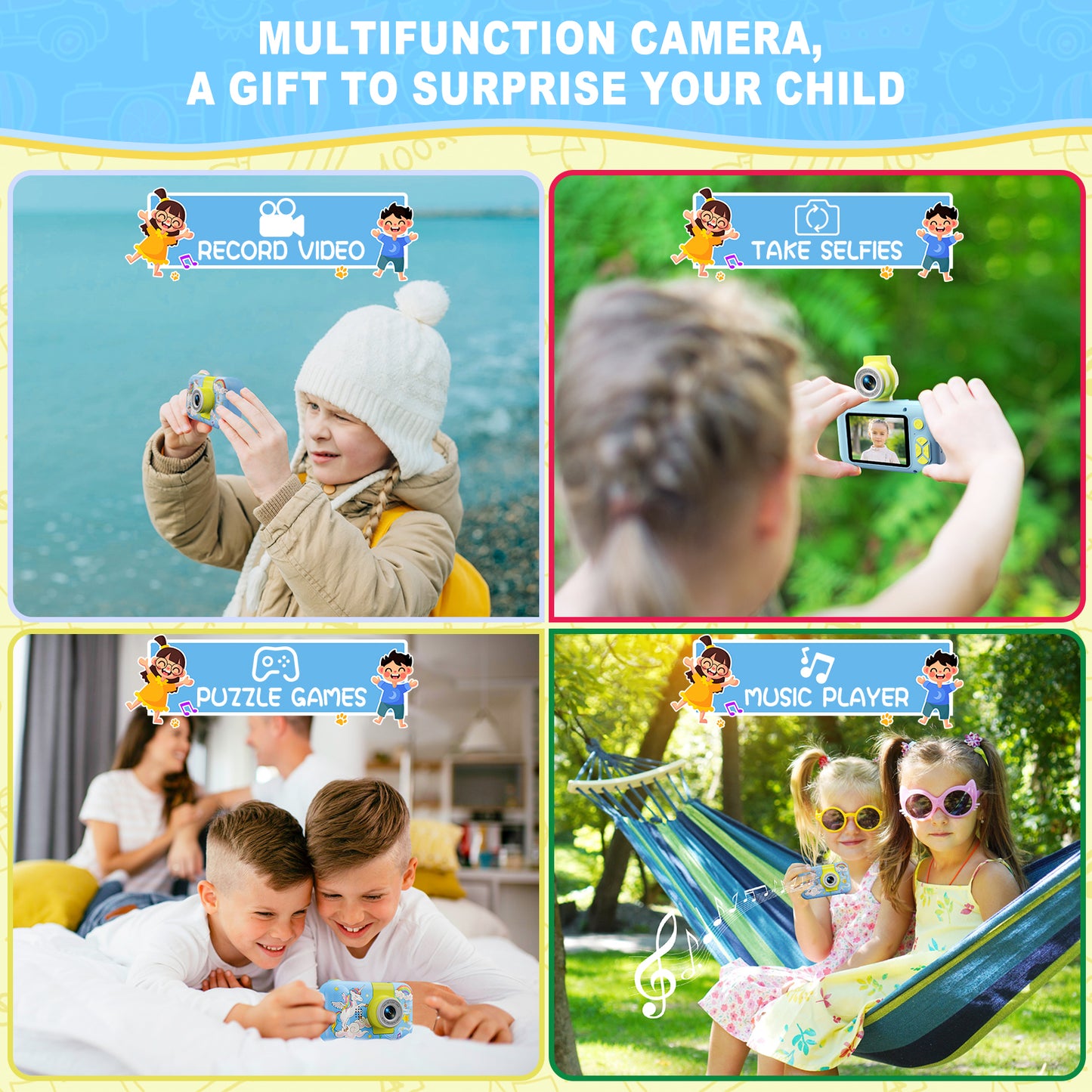 X101XCH-F Blue Unicorn Kids Camera