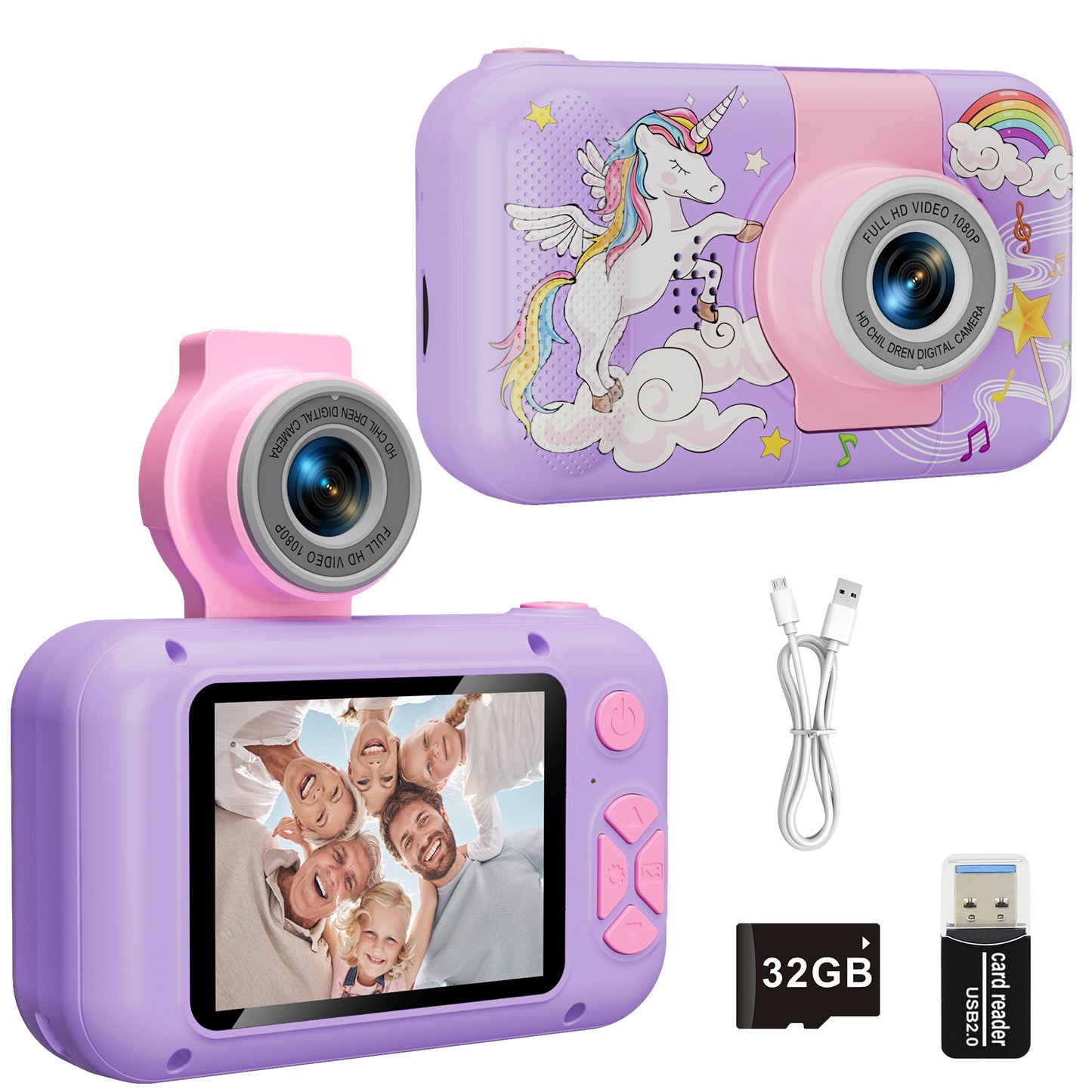 X101XCH-H Purple Unicorn Kids Camera