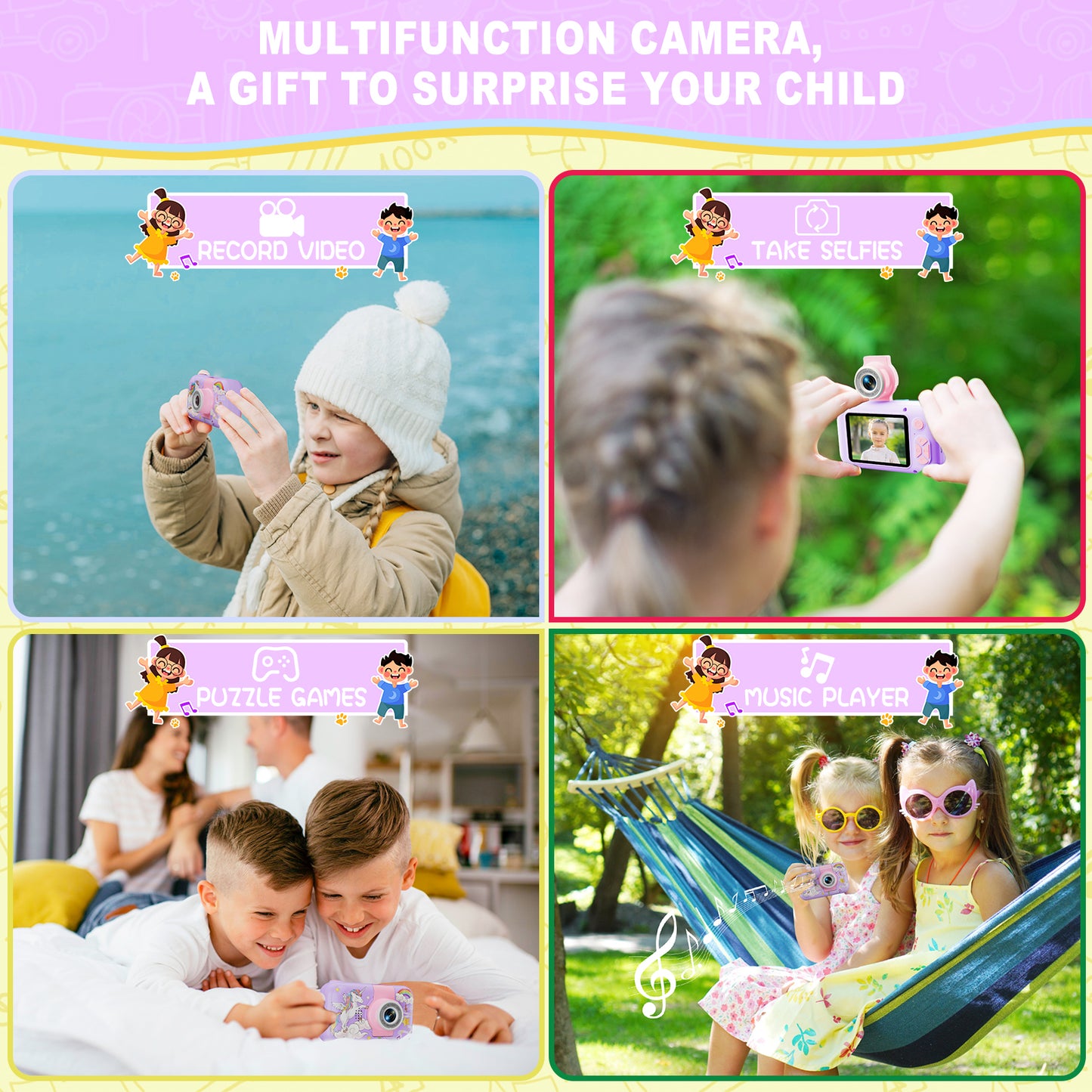 X101XCH-H Purple Unicorn Kids Camera