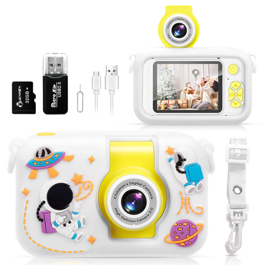 X101C-C White-Astronaut Kids Camera with Silicone Case